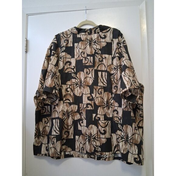 Hilo Hattie The Hawaiian Original Made in Hawaii  5 XL Top Hibiscus Beige Black - Picture 5 of 7